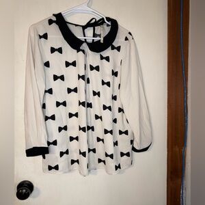 LC Lauren Conrad Blouse with Black Bow Pattern